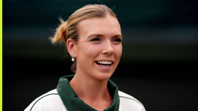 Pictured: Katie Boulter reacts during an interview