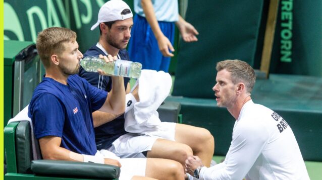 Lloyd Glasspool, Julian Cash, and Leon Smith at the Davis Cup in 2025.