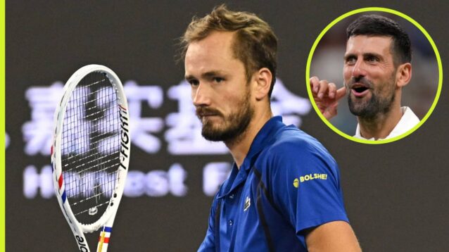 Daniil Medvedev and Novak Djokovic