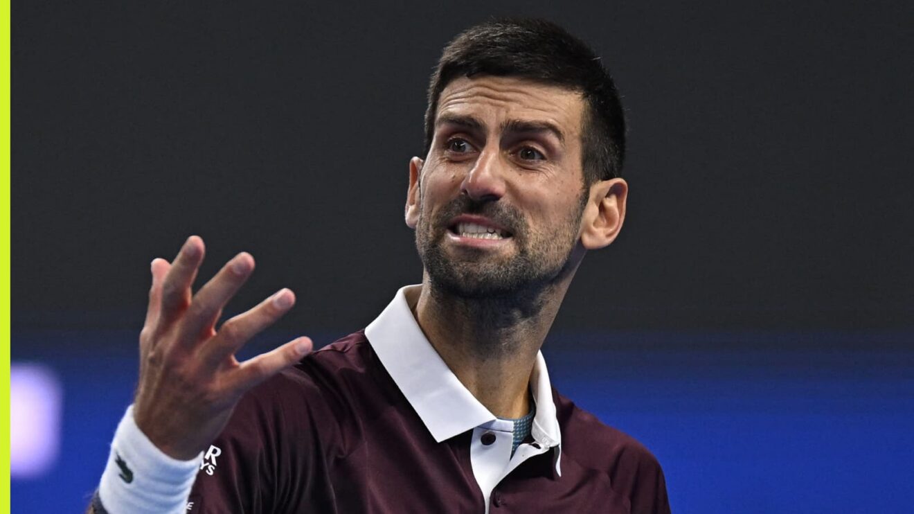 Novak Djokovic reacts in Beijing